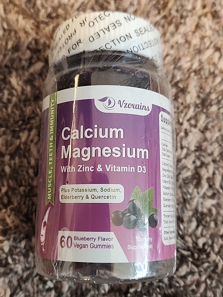 Calcium Magnesium Zinc Vitamin D3 Complex 60 Gummies High Absorption