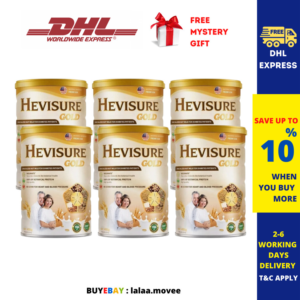 6 Tin Hevisure Gold Diabetic Milk Stabilize Blood Sugar Plant-Based 400g
