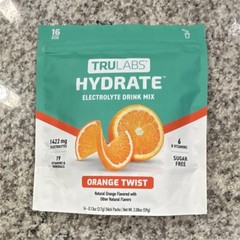 TRULABS Hydrate Electrolyte Drink Mix Powder Sugar-Free Orange Twist 16 Packs
