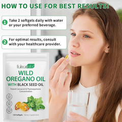 Oregano Oil Capsules, 2 in 1 Oil of Oregano with Black Seed Oil, Oregano Oil Sup