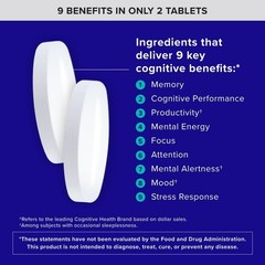 Qunol Brain Health Memory Plus w/ B6 Magnesium L-Threonate & Citicoline 60ct