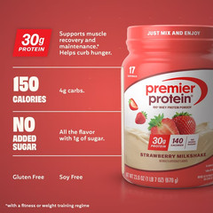 Premier Protein 100% Whey | Strawberry Milkshake | 30g Protein