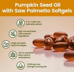 Pumpkin Seed Oil with Palmetto Saw Capsules Hair Care Hair Loss | 300 Softgels