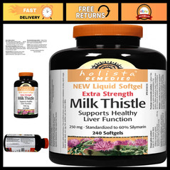 Extra Strength Milk Thistle 250mg – 240 Softgels, Liver Support & Detox Formula