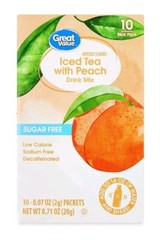 6 Boxes – Great Value Iced Tea with Peach Drink Mix Decaffeinated 60 Packets