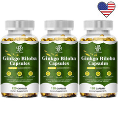 3XOrganic Ginkgo Biloba 500mg, Ginko Biloba Leaf,Memory & Concentration 120ct