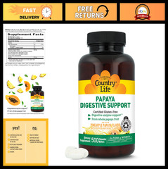 Digestive Support Chewable Wafers – 500 Count, Natural Papaya & Pineapple Flavor