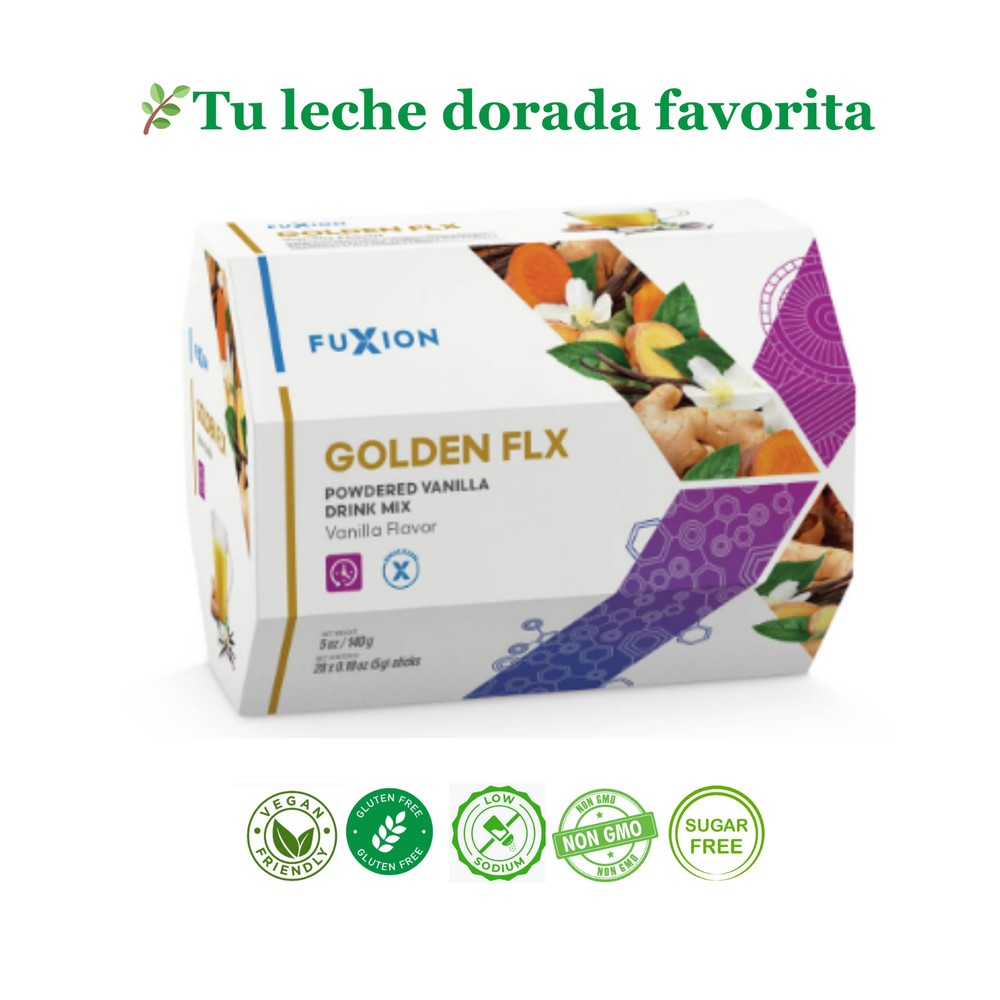 FuXion Golden FLX Leche Dorada Con Cúrcuma, Jengibre y Especias 28 Sticks