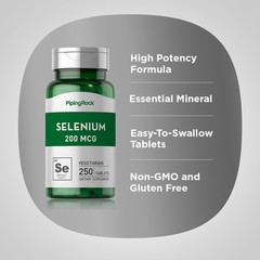 Selenium 200 mcg | 250 Tablets | Vegetarian Supplement | by Piping Rock