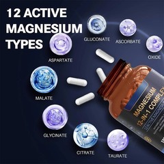 1-5x Magnesium 12 in 120 Complex 700mg – Glycinate Citrate Malate Taurate 1 Caps