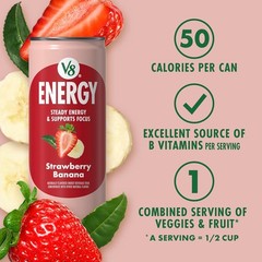 V8 +Energy Strawberry Banana Juice Energy Drink 8 fl oz Can 24 Pack