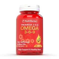 Tri omega 3-6-9 Fish Oil Softgels – 60ct – Brain, Heart, Joints & Skin Support