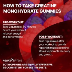 Perfect Fit 365 Creatine Monohydrate Gummies 8000mg Berry Mix 120ct BB2/27
