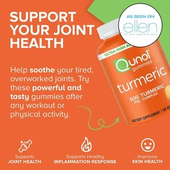 Qunol Turmeric Curcumin Gummies 500mg Tangerine Vegan Non-GMO