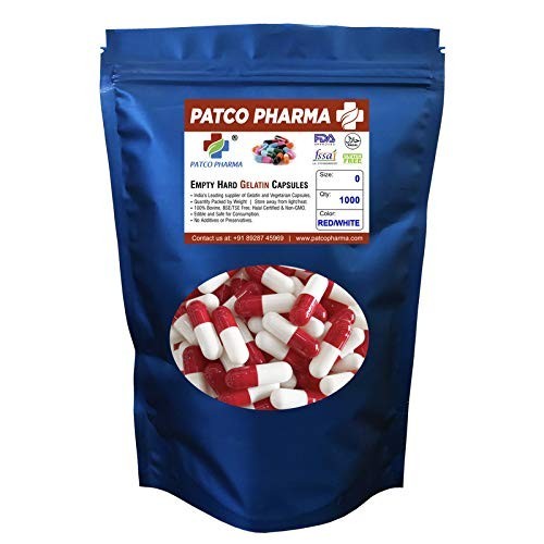 Size 0 Red-White Empty Gelatin Capsules – Halal, Gluten-Free, 1000 Pcs