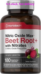 Nitric Oxide Beet Root Capsules | With Nitrates | 180 Count | by Horbaach