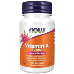 NOW Supplements, Vitamin A 10,000 IU, Eye Health*, Essential Nutrition, 100 Soft