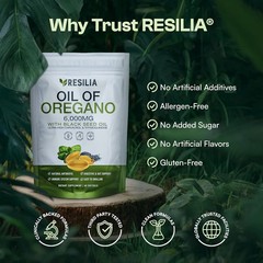 Resilia Organic Oregano Oil Softgels with Black Seed Oil 6000mg – Capsules 60ct