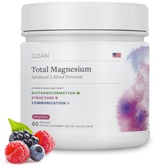 Clean Program Total Magnesium Complex Powder, Berry Flavored Magnesium Supple…
