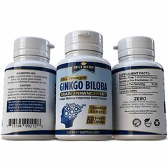 Ginkgo Biloba Extract 1000mg 60 Capsules Gluten Free & Non-GMO High Potency