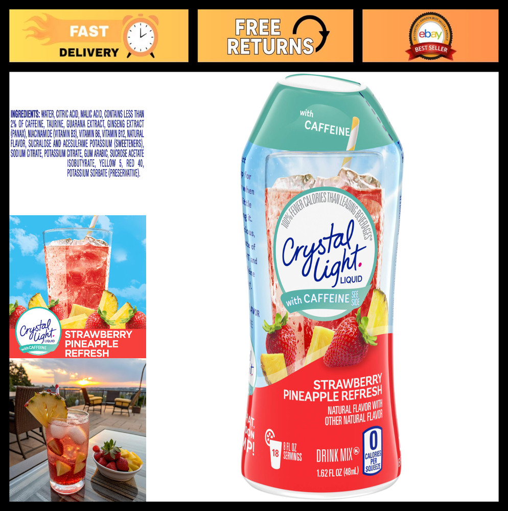 Sugar-Free Strawberry Pineapple Liquid Energy Drink Mix with Caffeine – 1.62 oz