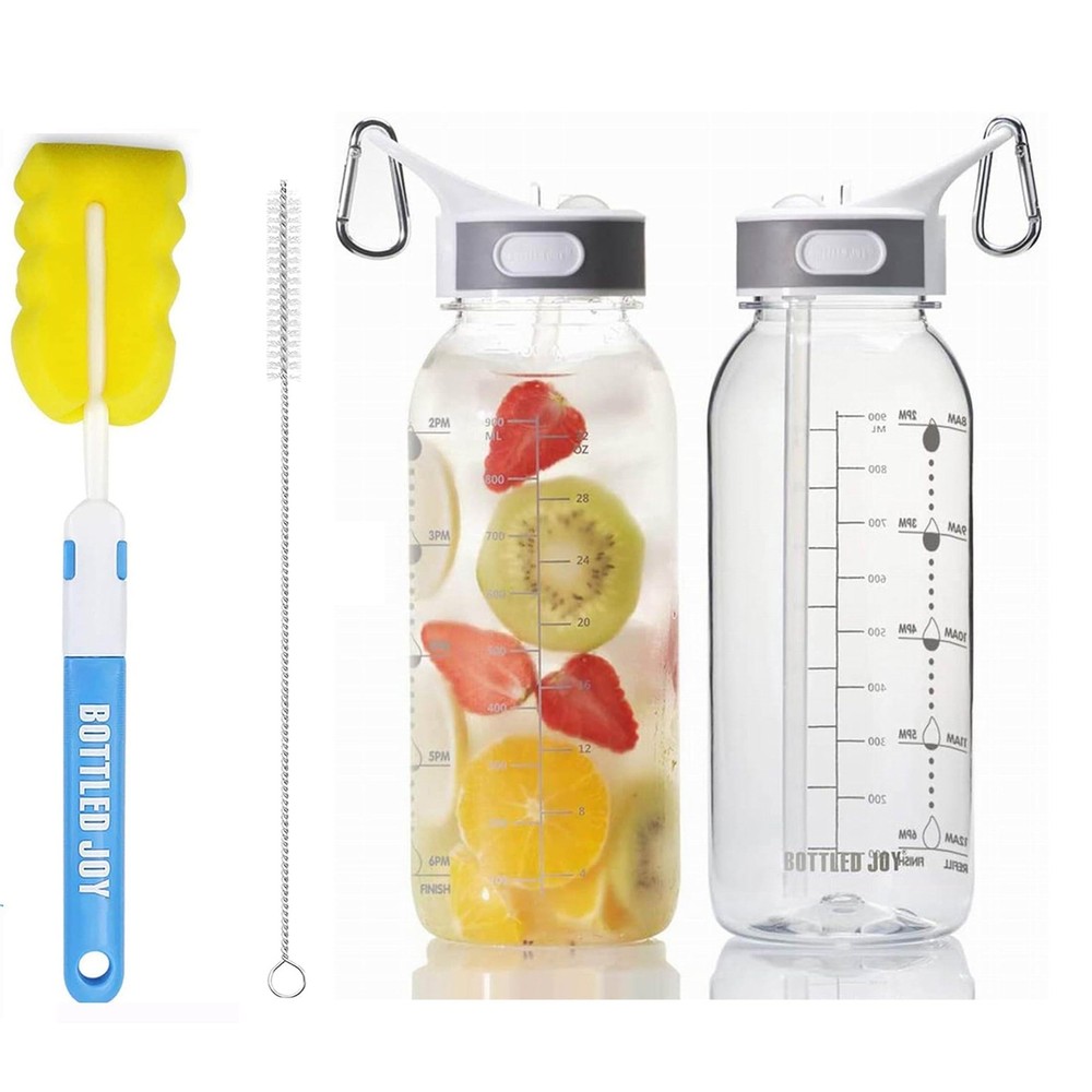 32oz tritan plastic sports water Bottle with Flip Top 33.8 Ounces, Clear