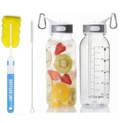 32oz tritan plastic sports water Bottle with Flip Top 33.8 Ounces, Clear