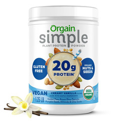 Orgain Simple Organic Vegan Protein Powder Vanilla 20g Protein 1.25 lb
