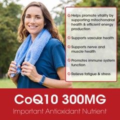 CoQ 10 Coenzyme Q10 Vegan Softgel 300mg Cardiovascular Heart Health 120 Capsules