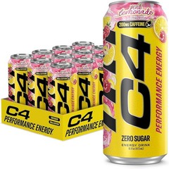 C4 Performance Energy Drink Pink Lemonade 12 Pack 16oz Cans Case FREE SHIPPING