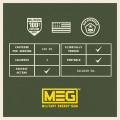 MEG Military Energy Gum – Arctic Mint| Energy Caffeine Gum | 100mg Caffeine…