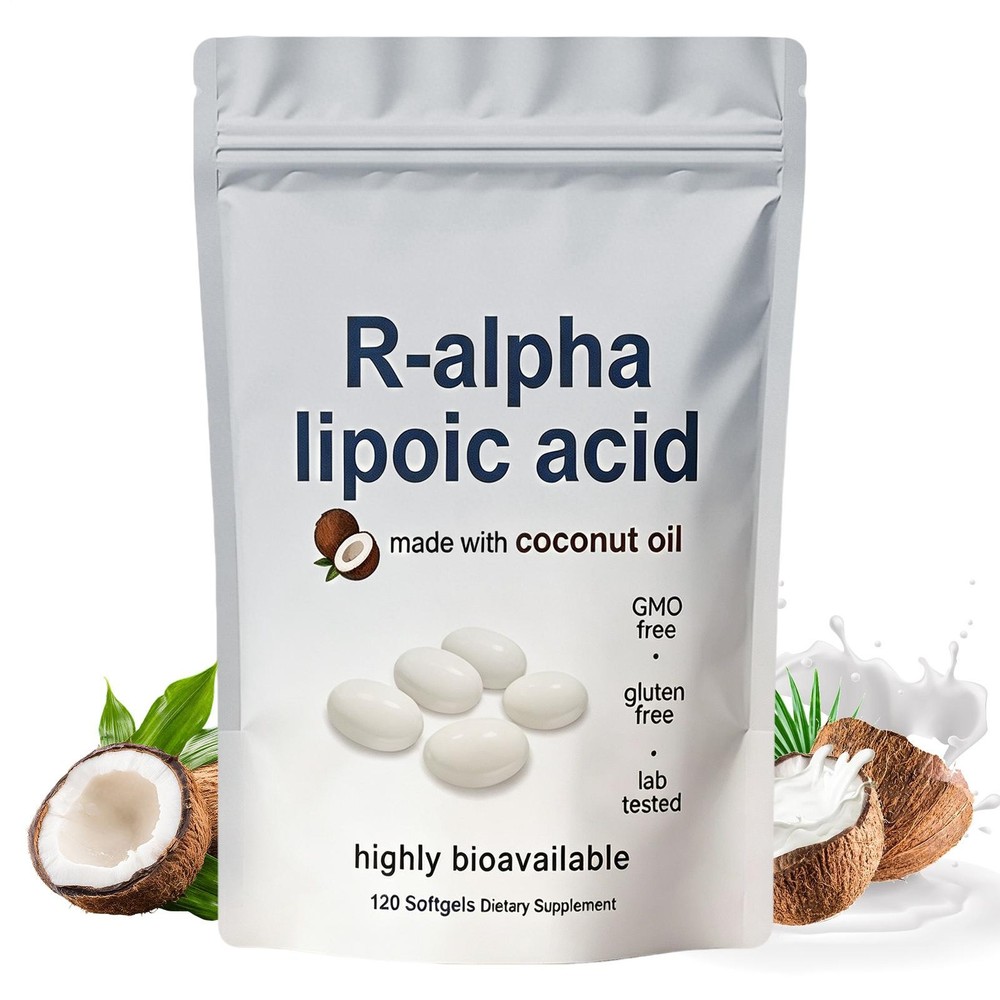 R-alpha Lipoic Acid 600mg With MCT Oil, 120 Softgels, Antioxidant Support