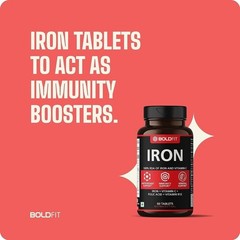 2 X Boldfit Iron Supplement for Women & Men with Vitamin c & Folic Acid 60 Tabs
