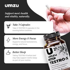 Testro X Supplement for Men Energy Focus Muscle Pumps Healthy T Levels 90 Caps