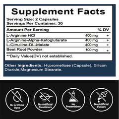 Extra Strength Nitric Oxide Booster Supplement L-Arginin 3000mg Endurance/Energy