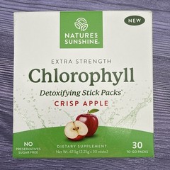 Natures Sunshine Extra Strength Chlorophyll Detoxifying Stick Packs Crisp Apple