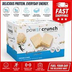 Power Crunch Original Protein Energy Bars, French Vanilla Cream, 1.4 oz, 12Count