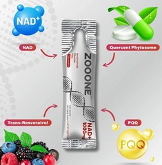 ZOOONE NR1000 NAD+ Drink Mix – Berry Flavor, Energy & Skin Support, 30 Pack