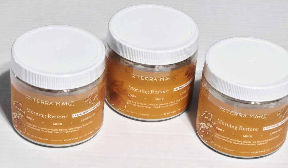 Terra Mare Morning Restore Strawberry Lemonade 30 Servings 6.46 oz Lot of 3