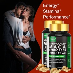 2x Maca Root, Ashwagandha, Panax Ginseng Fenugreek Extract Male Enhancing 120 ct