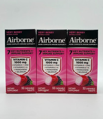 Airborne Very Berry Vitamin C 1000mg Immune Support 32 Tablets X3 Exp 10/27