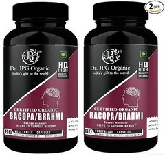Organic Bacopa Capsules For Memory Wellness 500mg, 60 caps ( Pack Of 2 )
