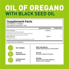 Oil of Oregano 300 Softgels with Black Seed Oil – 6000mg Oregano Oil NEW
