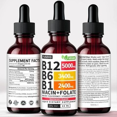NUSAVA Vitamin B12 Drops – 3 Pack – 5000mcg – Raspberry – 80 Servings++