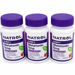 3 Pack-Natrol Melatonin 5mg, Fast Dissolve Strawberry, 30 Tablets, Exp 10/26
