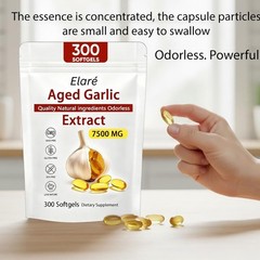 2 PACK Elare Aged Garlic Extract, 300 Softgels, 7500mg Odorless | Heart & Immune