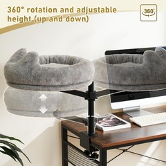 Cat Desk Bed,360?? Rotating & Adjustable & Lock Cats Bed for Desk,Grey Soft with