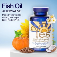 YES Plant Based Omega 3 6 Fish Oil Alternative, Burpless – Heart, Skin, Eye