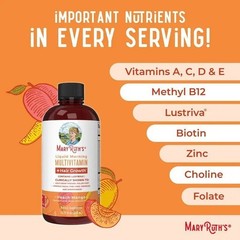 2 BOTTLES–MaryRuth’s Liquid Morning Multivitamin Hair Growth Peach Mango flavor