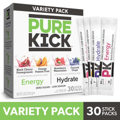 Pure Kick Energy & Hydration Electrolyte Powdered Drink Mix Variety pack, 30 Cou